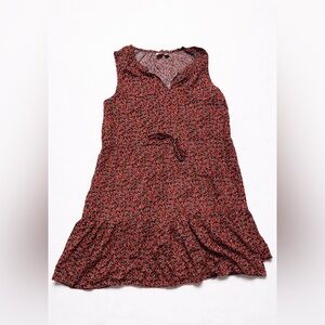 GAP Floral Sleeveless Dress Red Black Ruffle Hem Size Large